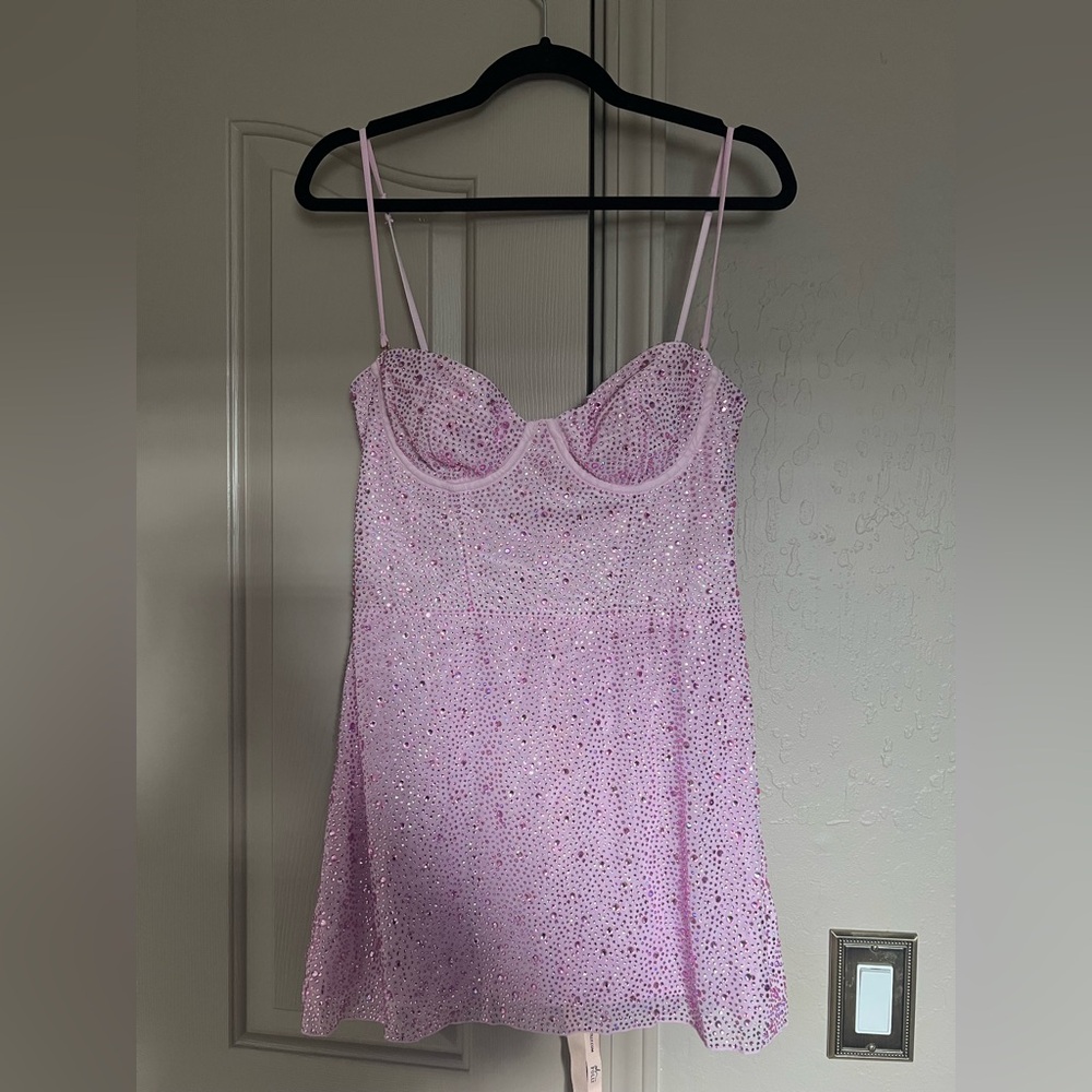 Oh Polly Sparkling Pink Embellished Corset Mini